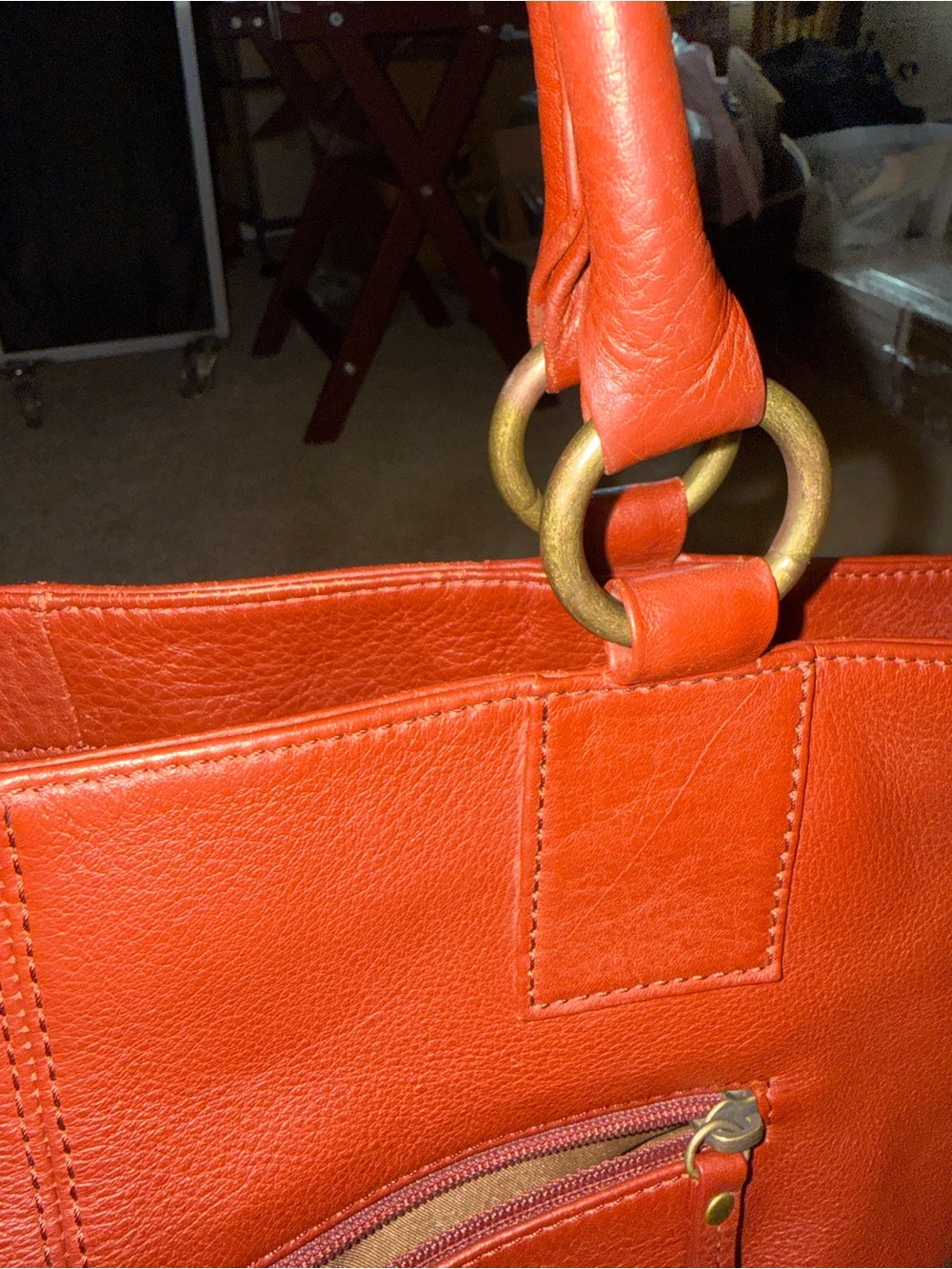 HOBO Vintage Red Leather Shoulder Tote Bag Everyday Handbag - Picture 7 of 9